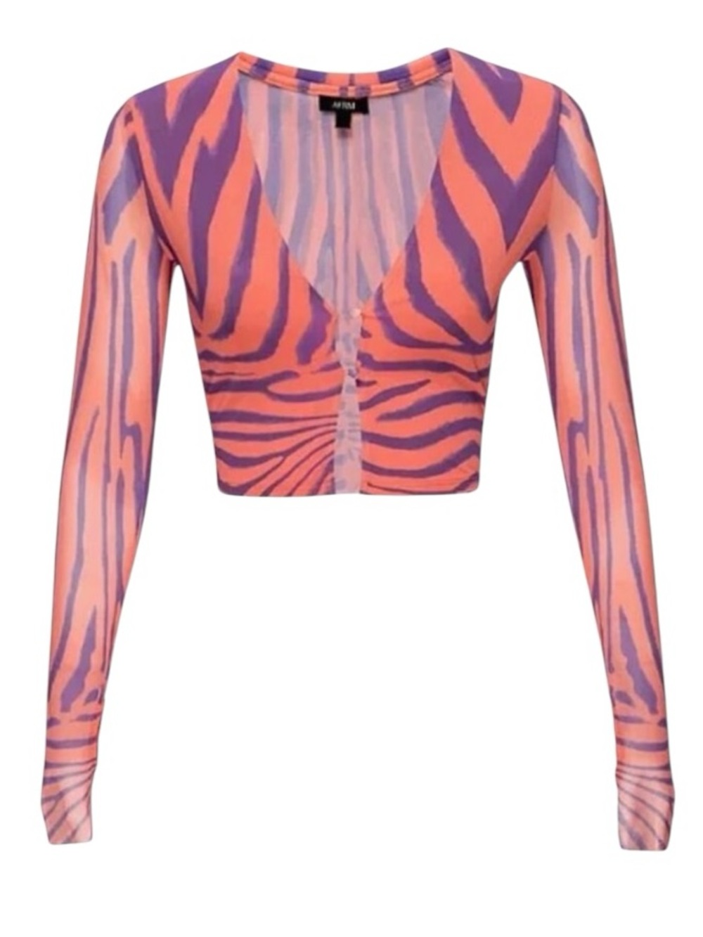 AFRM Nevaeh Zebra Print Mesh Crop Top in Orange